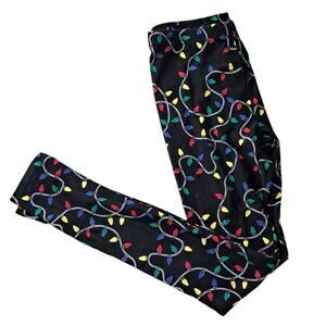 NWT Just One Girls Black Christmas Lights Holiday  Leggings Size Medium